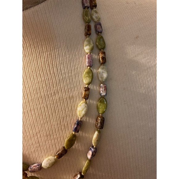 Costume Jewelry Multicolor Stone String Necklace 26 inches long - Picture 2 of 4